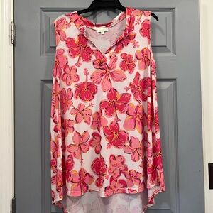 Simply Southern Pink and White Asymmetrical Tunic